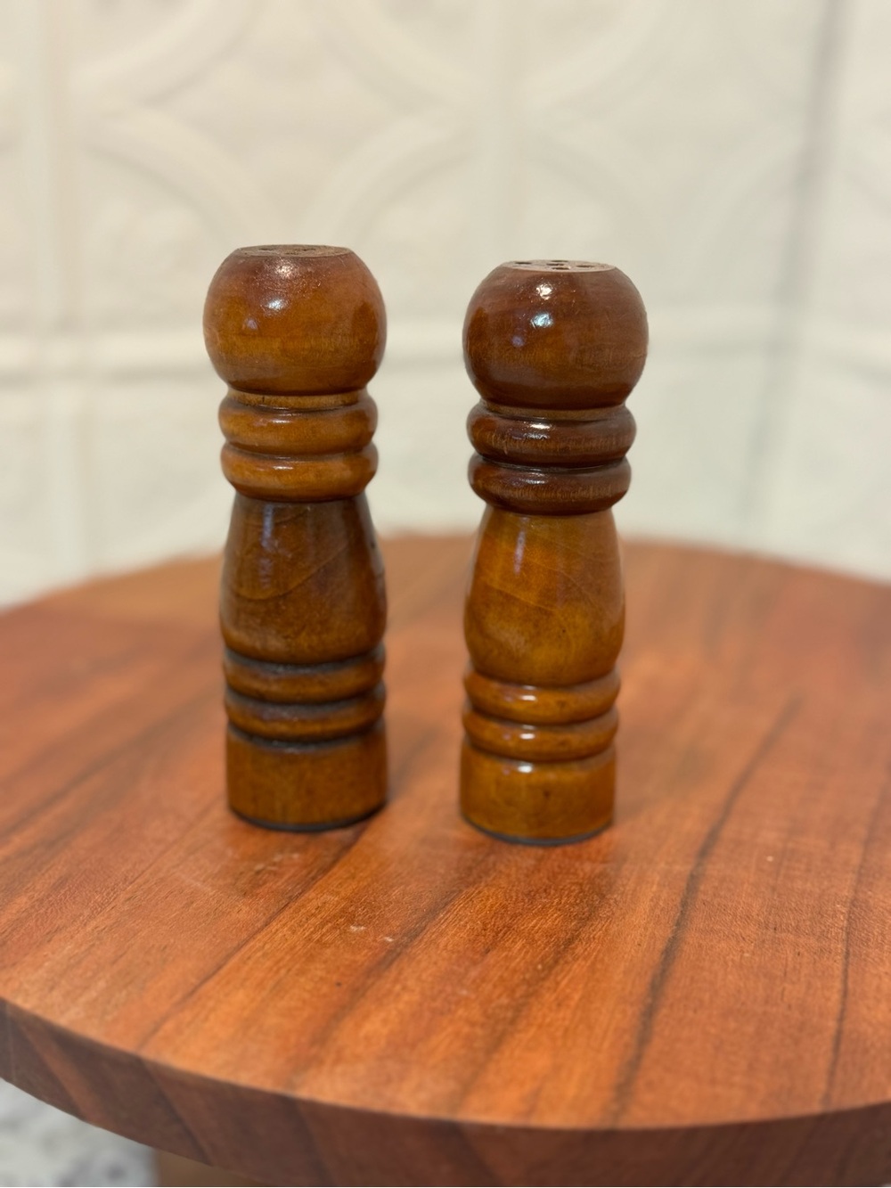 Wooden Salt and Pepper Shaker Set in Warm Brown